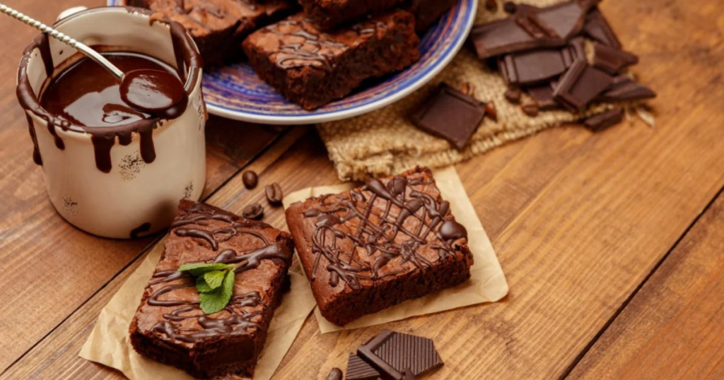 Plate with delicious chocolate slutty brownies