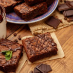 Plate with delicious chocolate slutty brownies